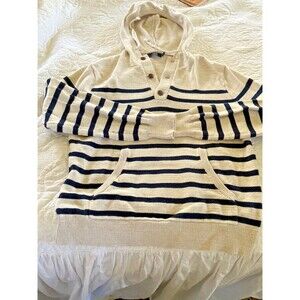J. Crew Preppy Nautical Striped Thick Cotton Knit Henley Hoodie Men’s Size M